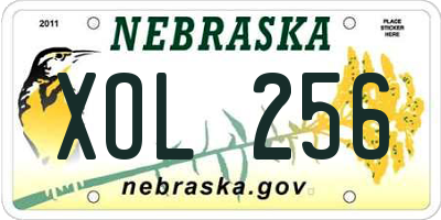 NE license plate XOL256