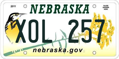 NE license plate XOL257