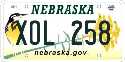 NE license plate XOL258