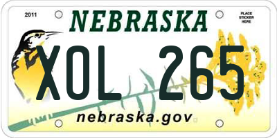 NE license plate XOL265