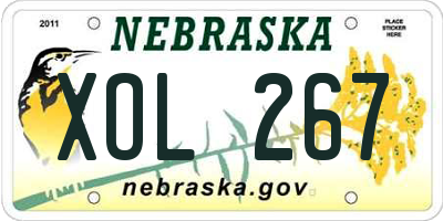 NE license plate XOL267