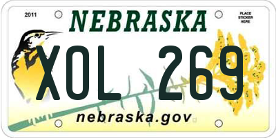 NE license plate XOL269