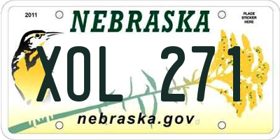 NE license plate XOL271