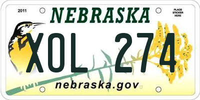 NE license plate XOL274