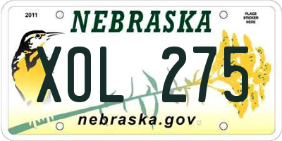 NE license plate XOL275