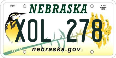 NE license plate XOL278