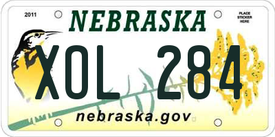 NE license plate XOL284