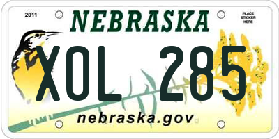 NE license plate XOL285