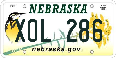 NE license plate XOL286