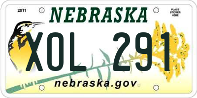 NE license plate XOL291