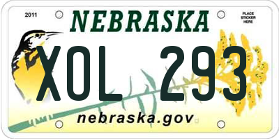 NE license plate XOL293