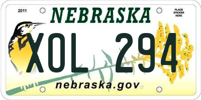 NE license plate XOL294