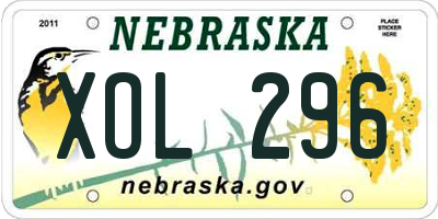 NE license plate XOL296