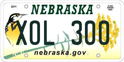 NE license plate XOL300