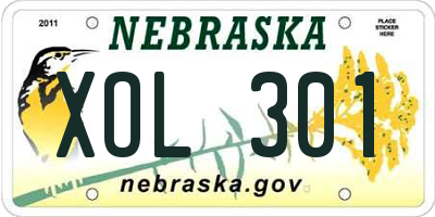 NE license plate XOL301