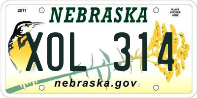 NE license plate XOL314
