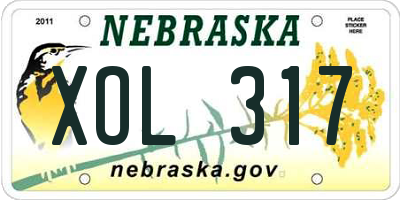 NE license plate XOL317