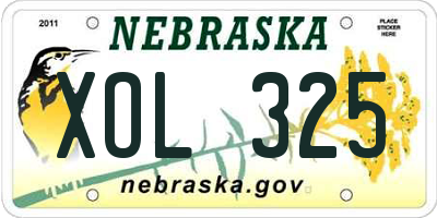 NE license plate XOL325