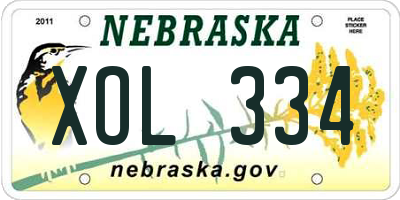NE license plate XOL334