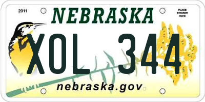 NE license plate XOL344