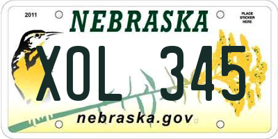 NE license plate XOL345