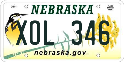 NE license plate XOL346