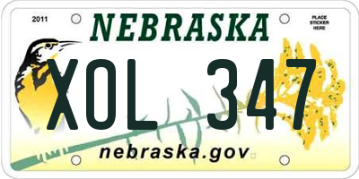 NE license plate XOL347