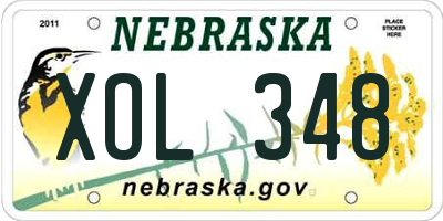 NE license plate XOL348