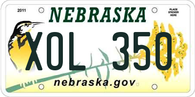 NE license plate XOL350