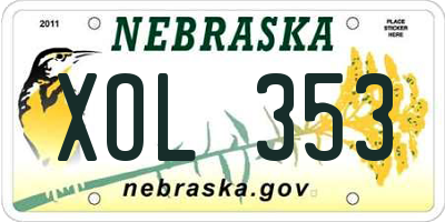 NE license plate XOL353