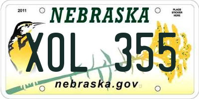 NE license plate XOL355