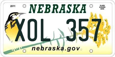 NE license plate XOL357