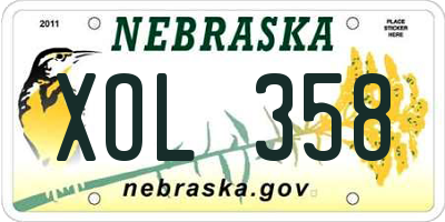 NE license plate XOL358