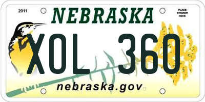 NE license plate XOL360