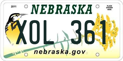 NE license plate XOL361