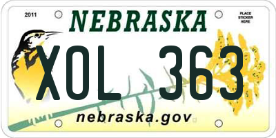 NE license plate XOL363