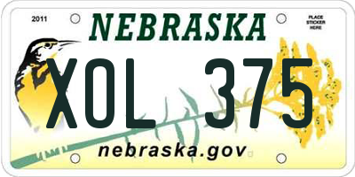 NE license plate XOL375