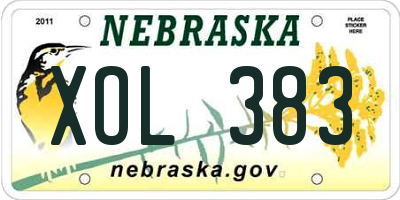 NE license plate XOL383