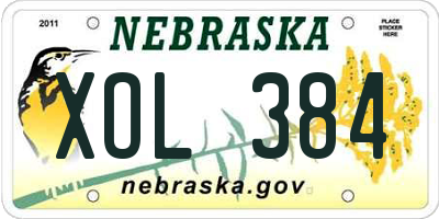 NE license plate XOL384