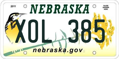 NE license plate XOL385