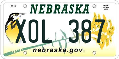 NE license plate XOL387