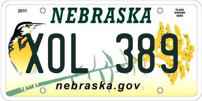 NE license plate XOL389