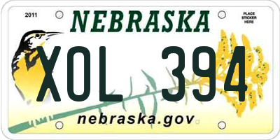 NE license plate XOL394