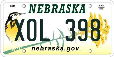NE license plate XOL398