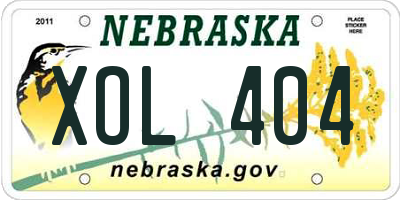 NE license plate XOL404