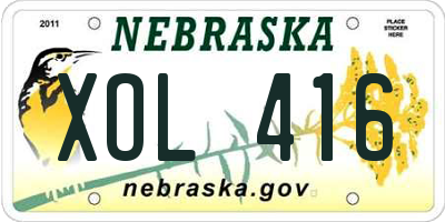 NE license plate XOL416