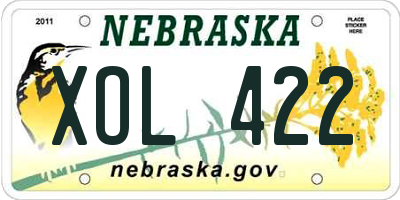 NE license plate XOL422