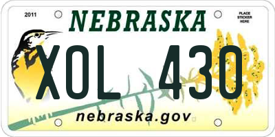 NE license plate XOL430