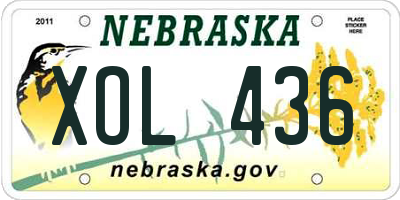 NE license plate XOL436