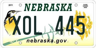 NE license plate XOL445